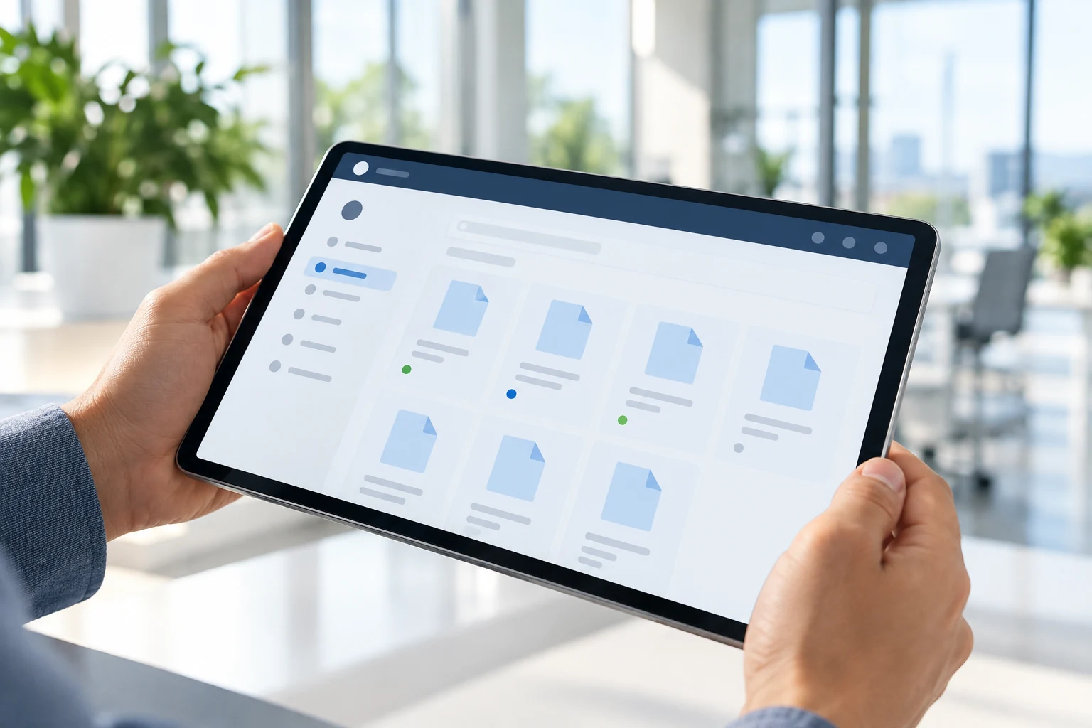 Tablette présentant un portail client illustratif
